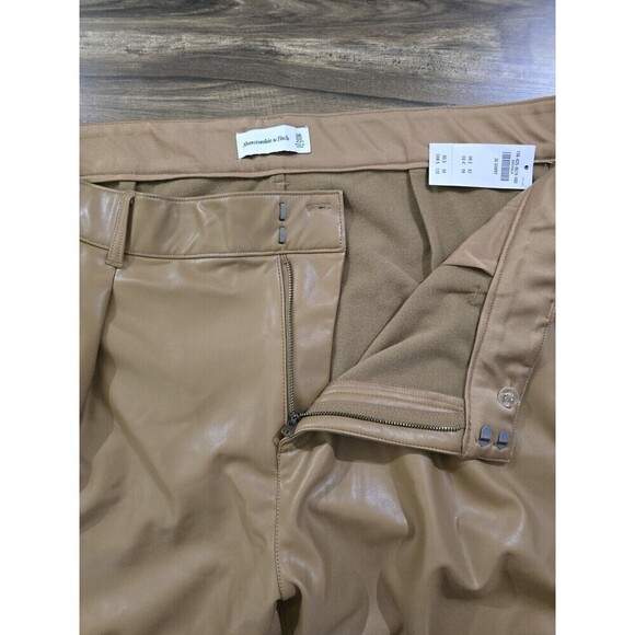 Abercrombie & Fitch Faux Leather Pants Womens Plus Size 36 22 Wide Leg Tailored - Picture 6 of 10